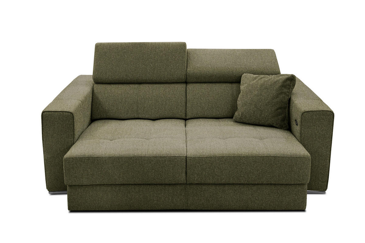 SOFA QUARTZ 3-Sitzer mit Ausziehsitz, olivgrün - Olivgrün, Holzwerkstoff/Textil (202/80/102cm) - Courtois Laville
