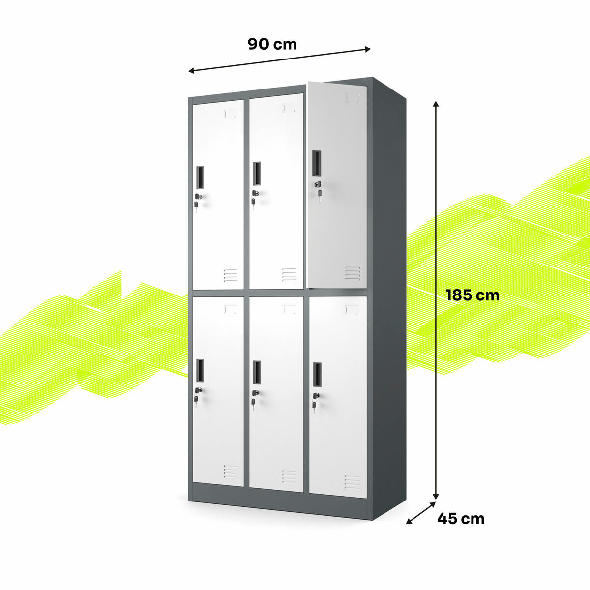 MEHRZWECKSCHRANK mit 6 Fächer Weiß Anthrazit Stahl 90x185x45cm - Anthrazit/Weiß, Metall (90/185/45cm) - Muralo