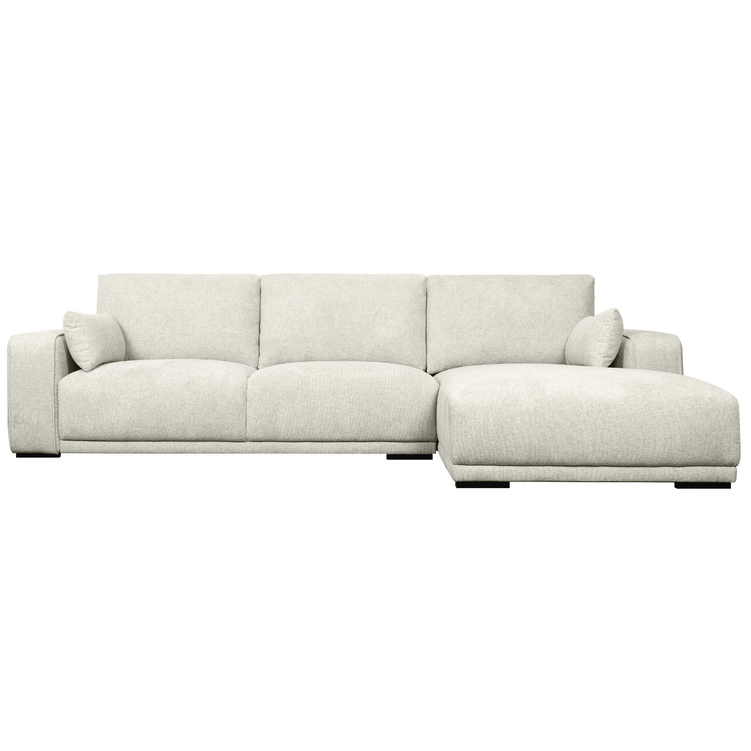 ECKSOFA Webstoff Sand - Beige/Schwarz, Holz/Textil (305/105cm) - Furnhouse