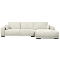 ECKSOFA Webstoff Sand - Beige/Schwarz, Holz/Textil (305/105cm) - Furnhouse
