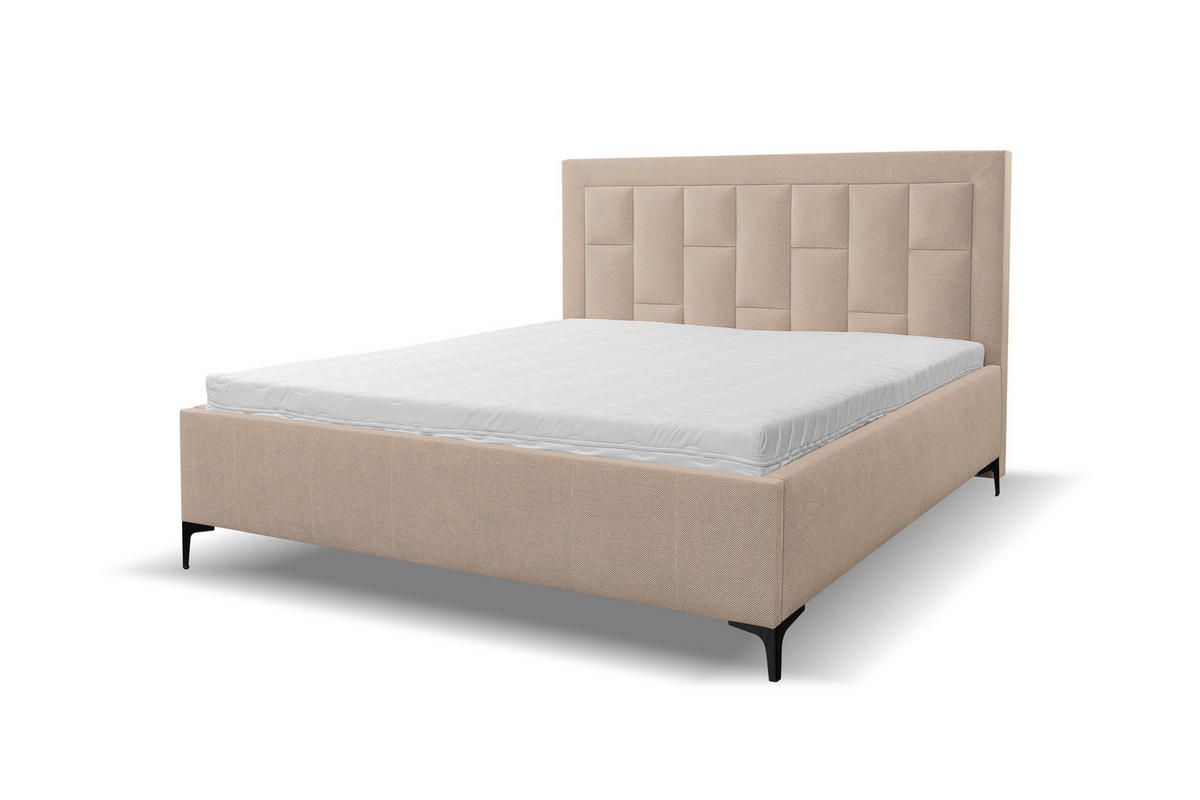 POLSTERBETT VENEZIA mit Kopfteil, 160 x200 cm, Doppelbett mit Bettkasten und Lattenrost aus Strukturstoff, Velourstoff, Frabe: Cappuccino - Cappuccino, Holz/Kunststoff (160/200cm) - VENASI MÖBEL