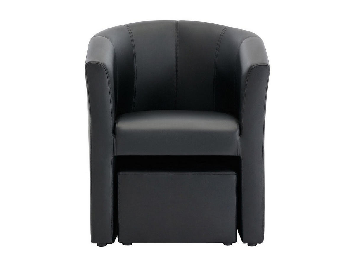 LOUNGE-SESSEL & Hocker - Kunstleder - Schwarz - JOVANA - Schwarz, Leder (65/74/64cm) - Vente-Unique