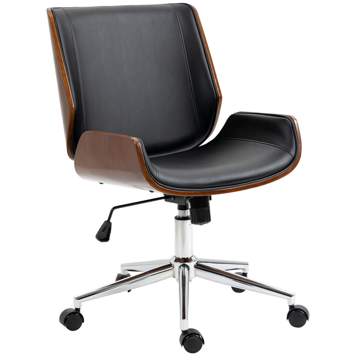 BÜROSTUHL DE-05133 Wippfunktion & höhenverstellbar Schwarz/Silber - Schwarz, Metall (60/96/53cm) - ComfortXL