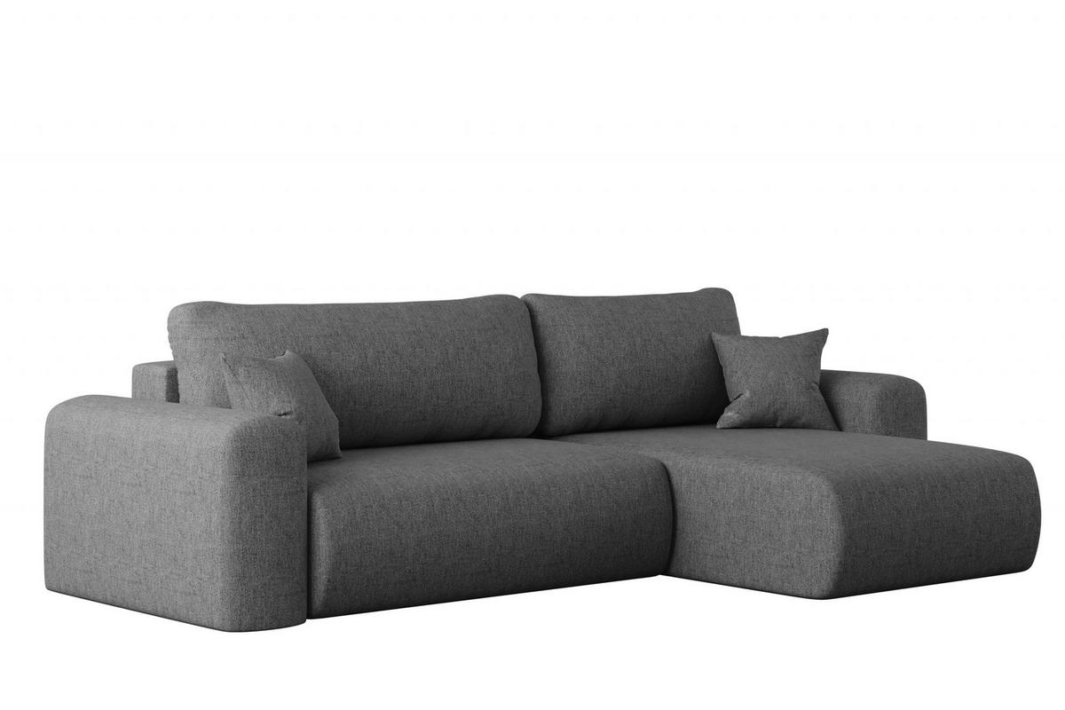 ECKSOFA Mit Schlaffunktion Und Bettkasten L-förmiges Sofa Capri Stoff Verita Rechts Stahl - Dunkelgrau, Holz (272/145cm) - Kaiser Möbel