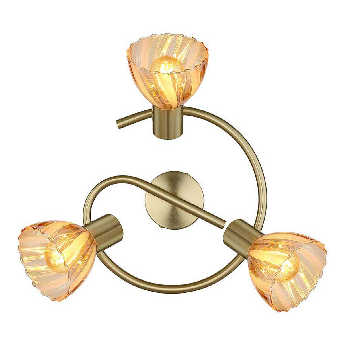 DECKENLEUCHTE, Messing, schwenkbar, 3-flammig - Messingfarben, Glas (46/46/19cm) - Globo Lighting