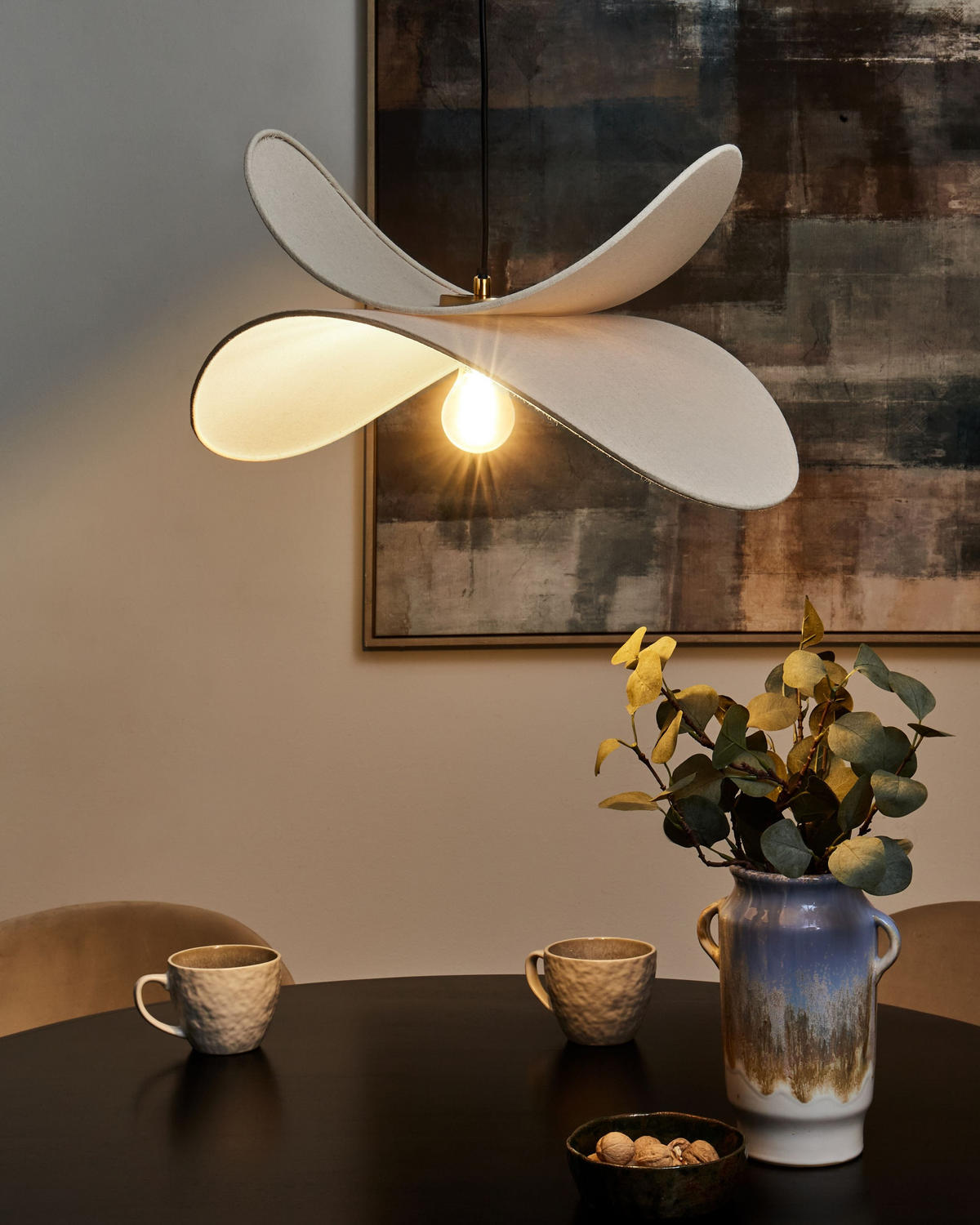 HÄNGELEUCHTE Beige Mascota - Beige/Goldfarben, Textil (61/61/105cm) - Beliani