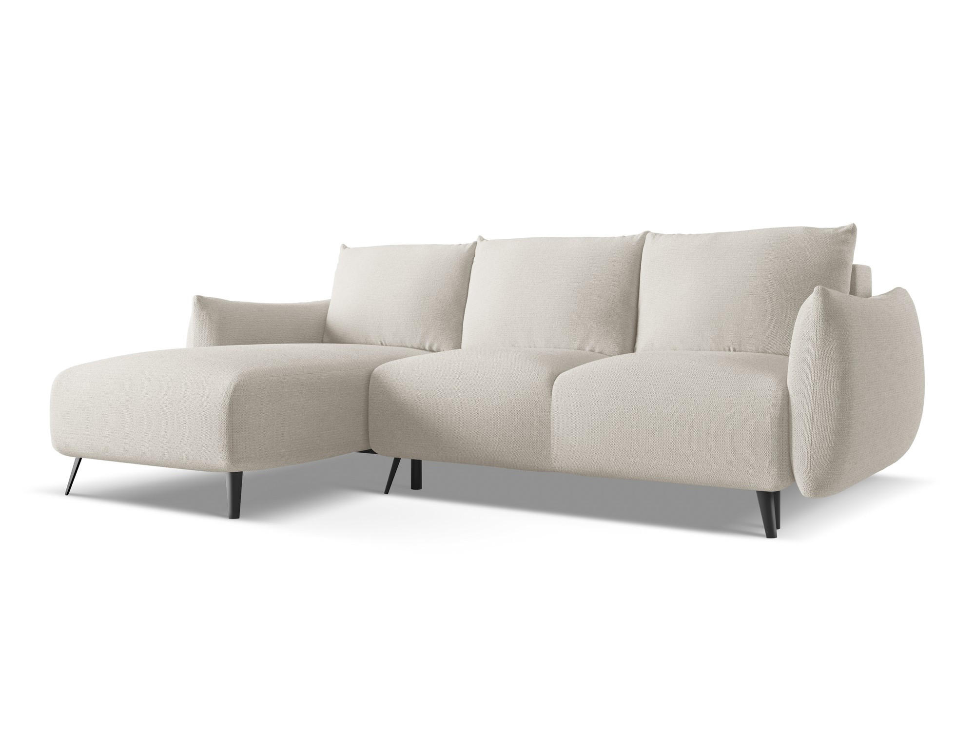 ECKSOFA mit Schlaffunktion Chenille Stoff Grau - Silberfarben/Schwarz, Textil/Metall (162/242cm) - Makamii