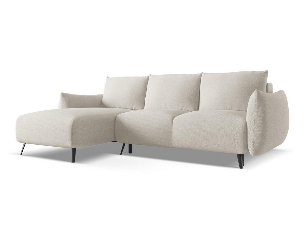 ECKSOFA mit Schlaffunktion Chenille Stoff Grau - Silberfarben/Schwarz, Textil/Metall (162/242cm) - Makamii