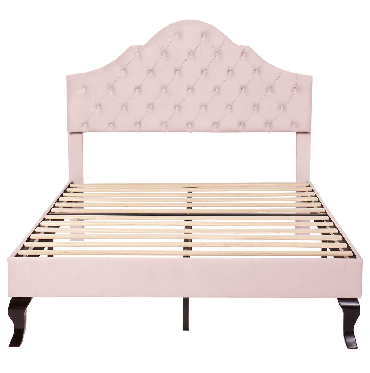 BETT mit verstellbarem Kopfteil und Lattenrost 140x200 cm Samt Rosa - Pink, Metall (140/200cm) - Beauniv