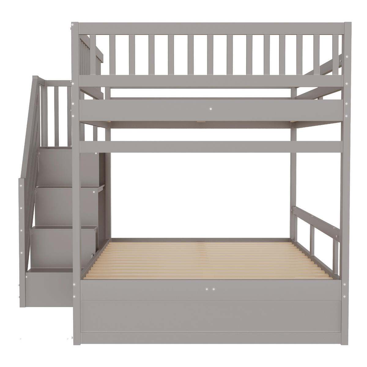HOCHBETT 140/200 mit Sicherheitsgitter und Stauraumleiter in Grau - Grau, Holz (140/200cm) - EVRYAE