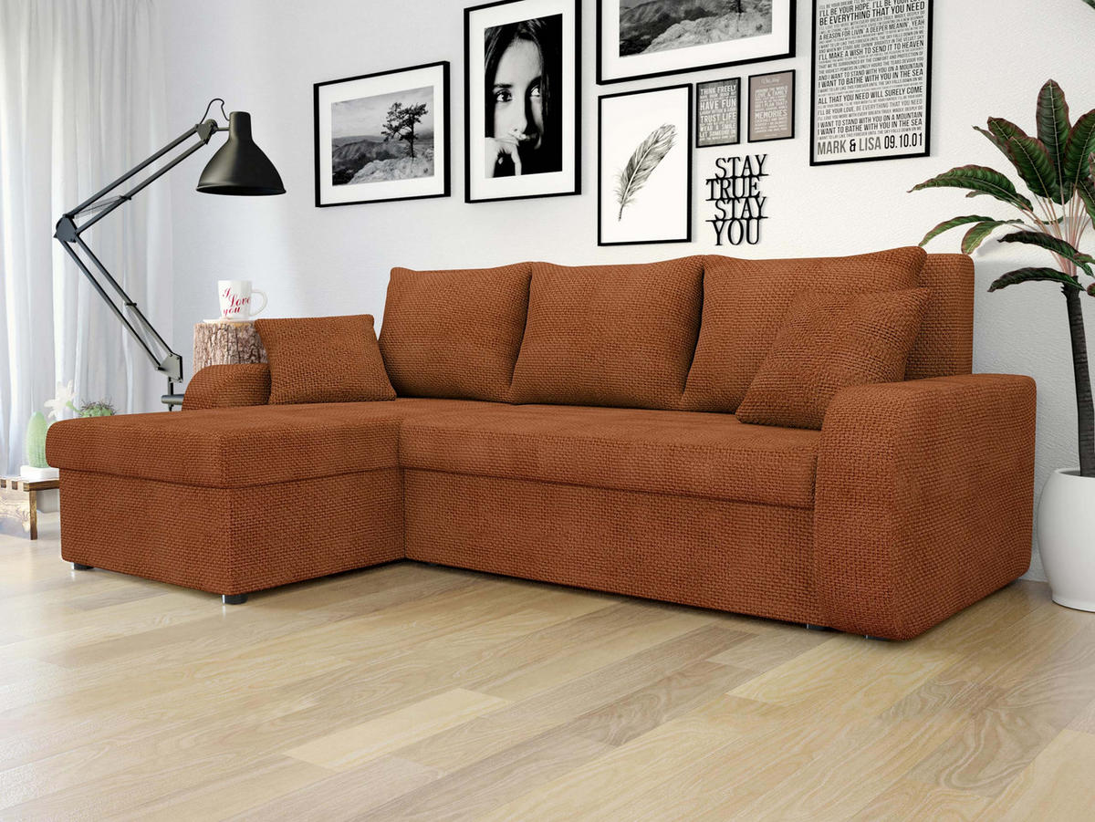 ECKSOFA Kris Lux - Schwarz/Bronzefarben, Holz/Kunststoff (238/147cm) - MIRJAN24