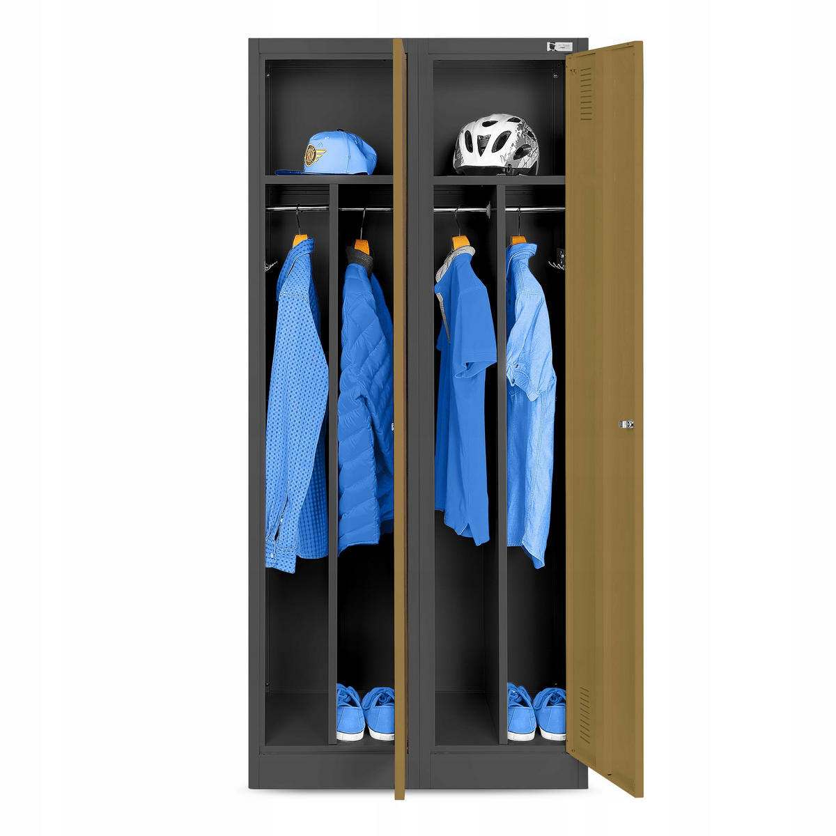 UMKLEIDESCHRANK KACPER - Anthrazit/Braun, Metall (80/180/50cm) - Jan Nowak