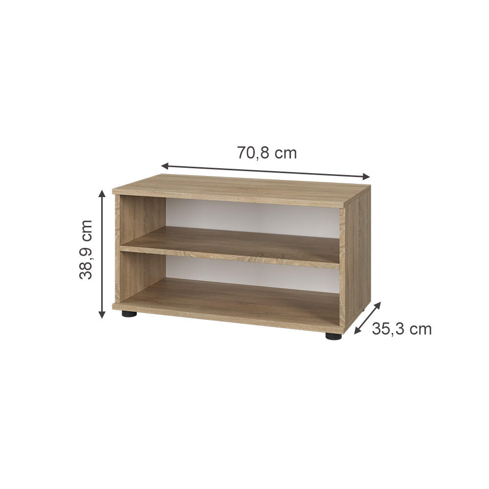 WOHNZIMMERSCHRANK Berno Sonoma 70.8 x 38.9 cm mit 2 Fächern - Sonoma Eiche, Holzwerkstoff (70.8/38.9/35.3cm) - Vicco