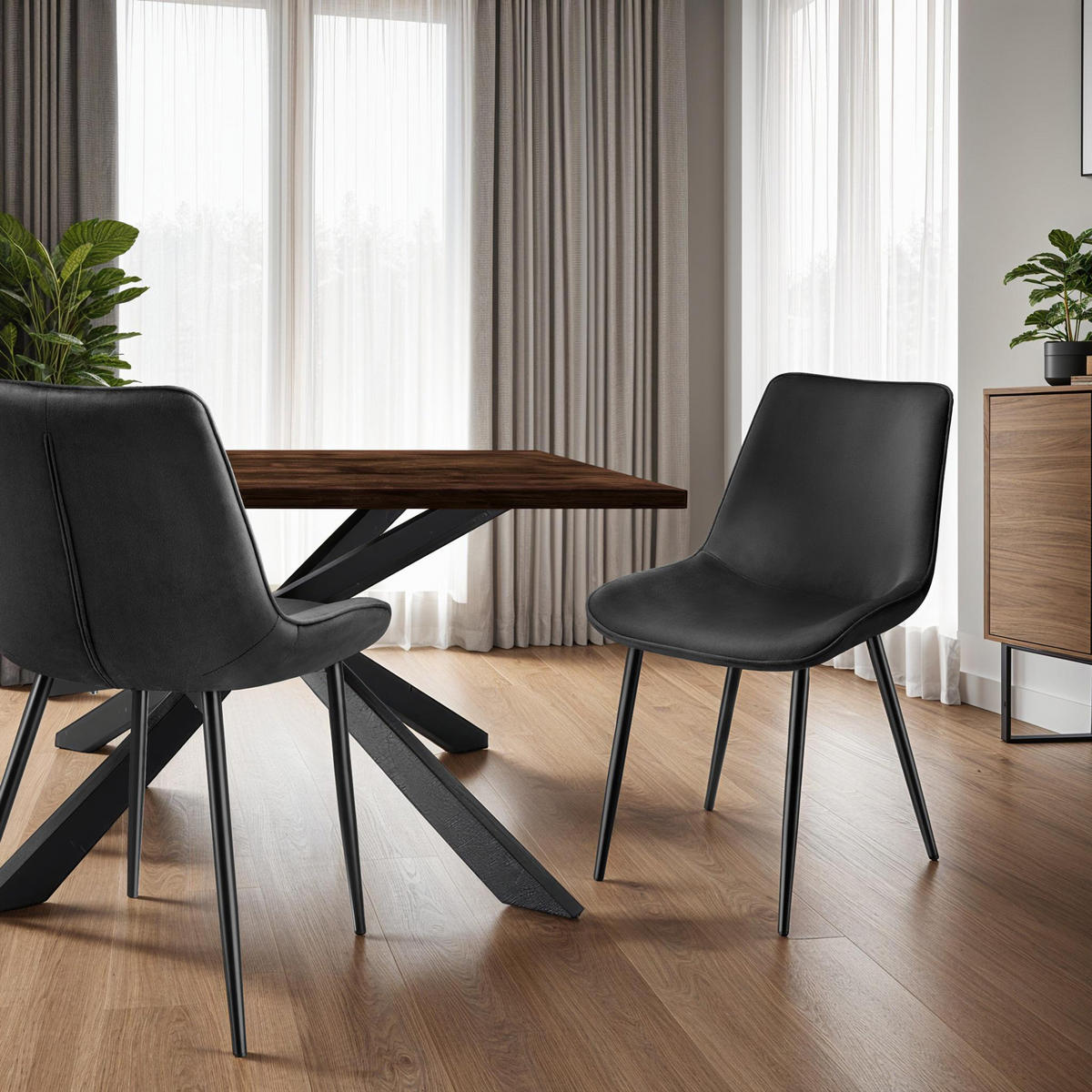 STUHL 8er Set Monroe 48 x 59 x 82 5 cm schwarz - Schwarz, Kunststoff (48/82.5/59cm) - tectake