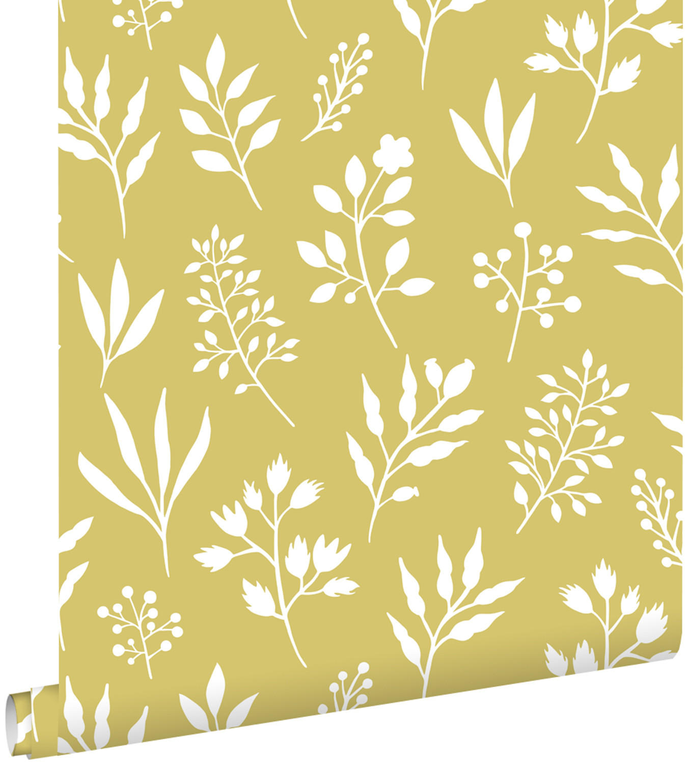 TAPETE Blumenmuster im skandinavischen Stil 53 cm x 10.05 m - Gelb, Papier (53/1000cm) - ESTAhome