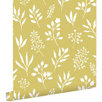 TAPETE Blumenmuster im skandinavischen Stil 53 cm x 10.05 m - Gelb, Papier (53/1000cm) - ESTAhome