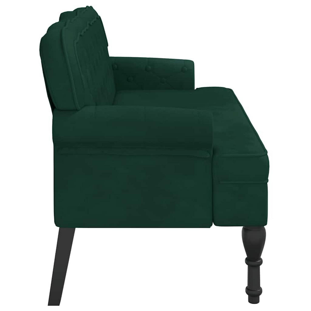 SITZBANK Mit Rückenlehne Dunkelgrün 119,5/64,5/75 Cm Samt - Grün, Naturmaterialen (64.5/75/119.5cm) - vidaXL