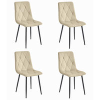 ESSZIMMERSTUHL 4-er Set TYRA hellbeige Sitzfläche, schwarze Beine - Hellbraun/Schwarz, Textil (44.5/87/54.5cm) - Valora