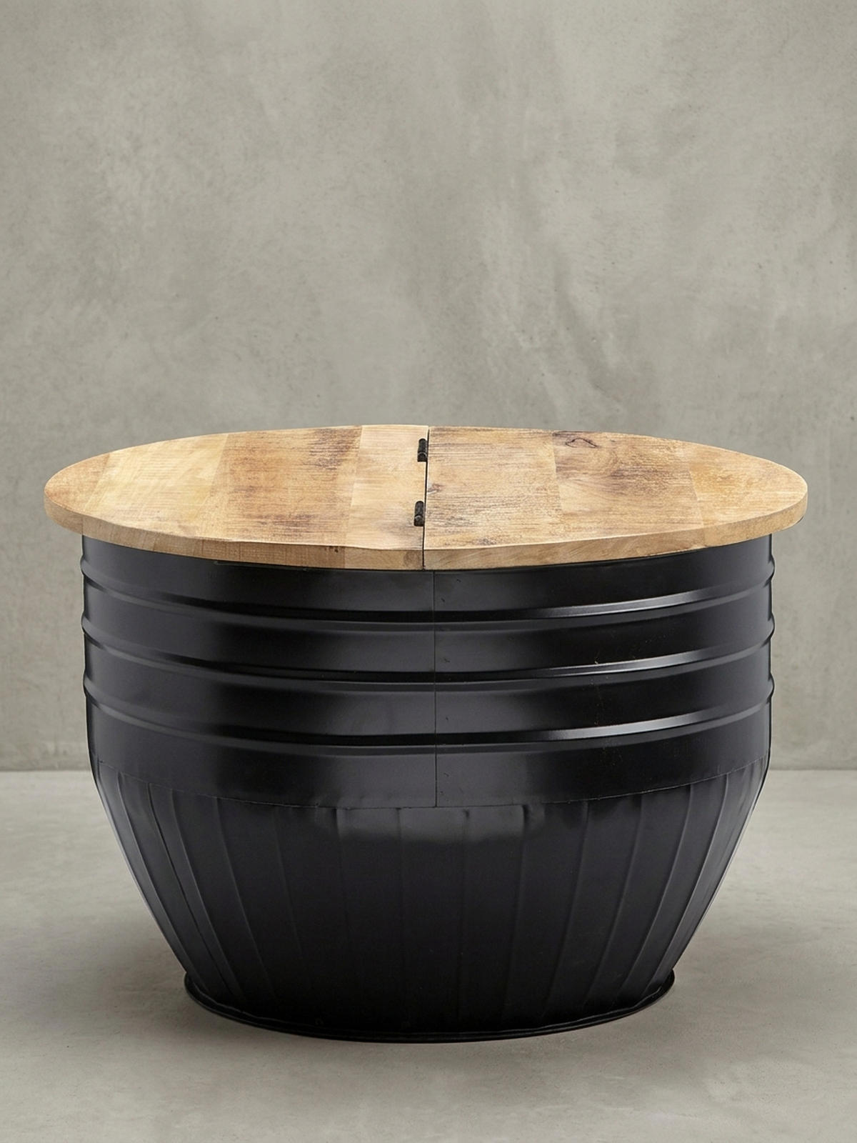 COUCHTISCH Mango Massivholz Industrial Stil mit Stauraum handgefertigtes Unikat - Schwarz, Holz/Metall (60/60/41cm) - KADIMA DESIGN