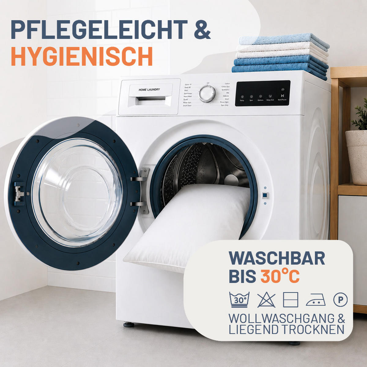 KOPFKISSEN 80x80 cm, weich & stützend, Naturhaarkissen mit 100% Kamelflaumhaar (Außen) - Weiß, Textil (80/80cm) - casimum