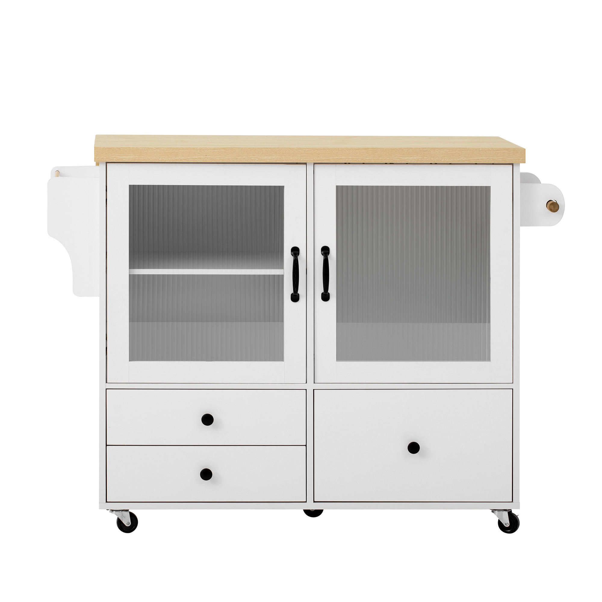 KÜCHENINSEL Mobile 100cm in Weiß & Natur - Weiß, Holzwerkstoff (100/92/42cm) - Urban Meuble