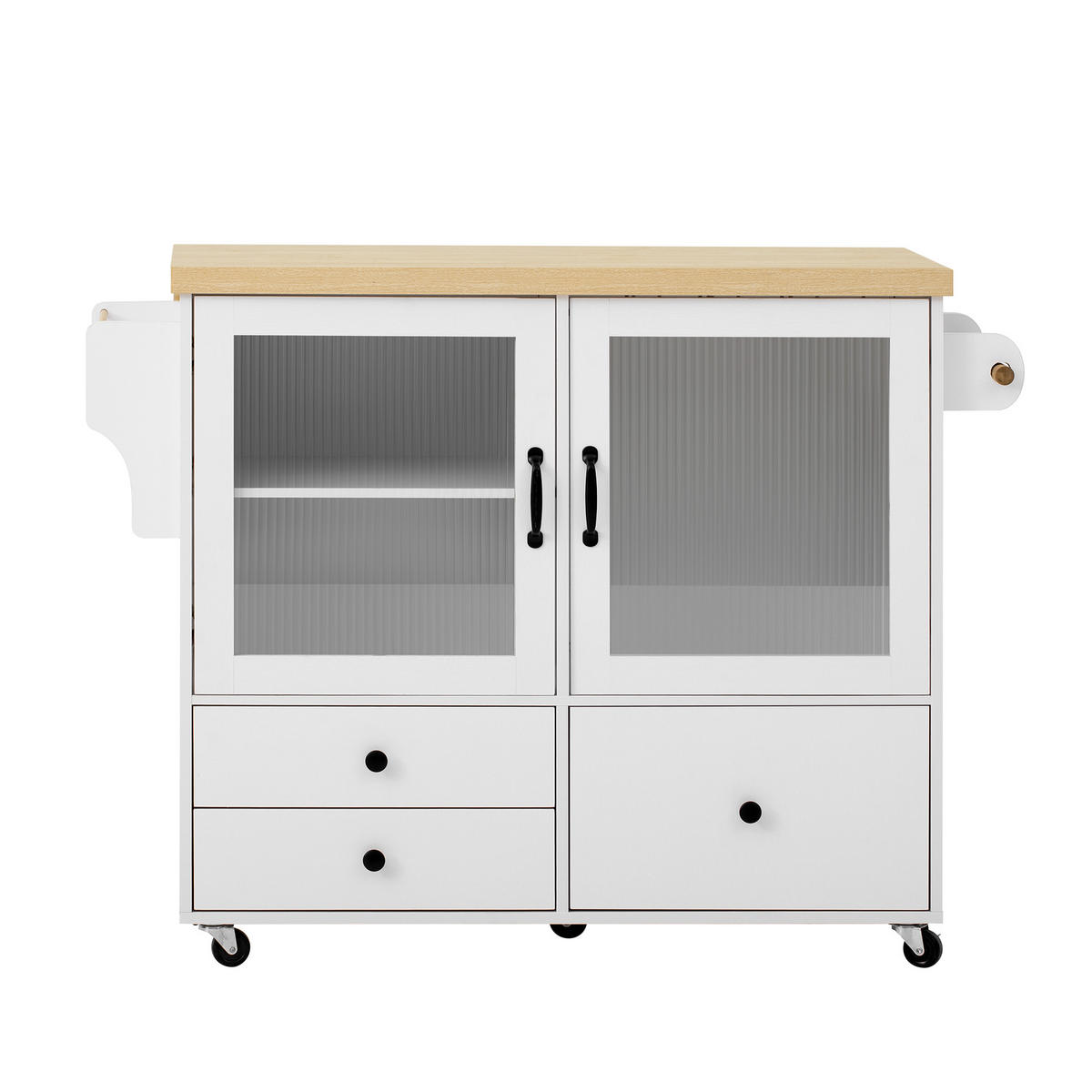 KÜCHENINSEL Mobile 100cm in Weiß & Natur - Weiß, Holzwerkstoff (100/92/42cm) - Urban Meuble