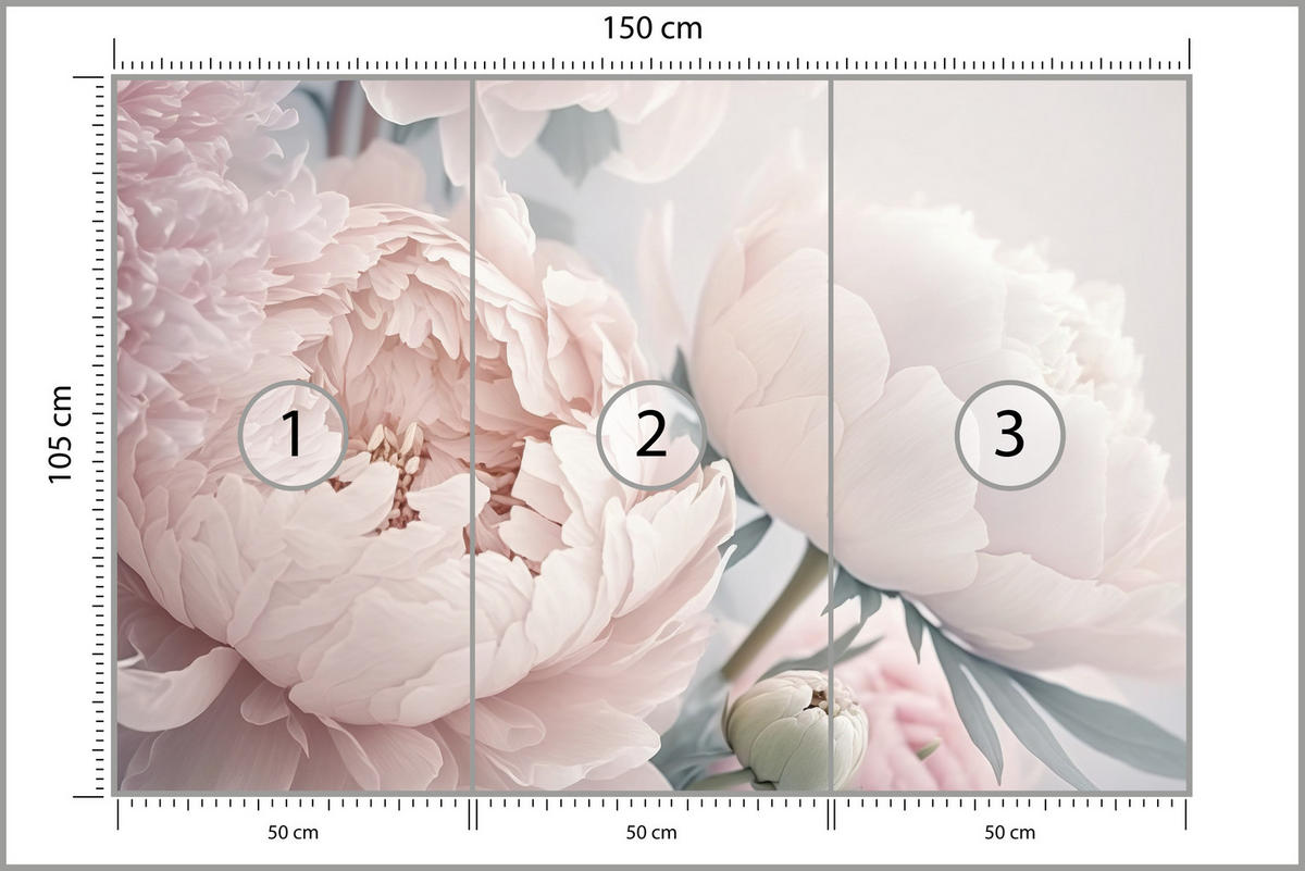 FOTOTAPETE für Schlafzimmer Große Blumen Rosa Pfingstrosen 150x105 - Rosa/Grün, Papier (150/105cm) - Muralo