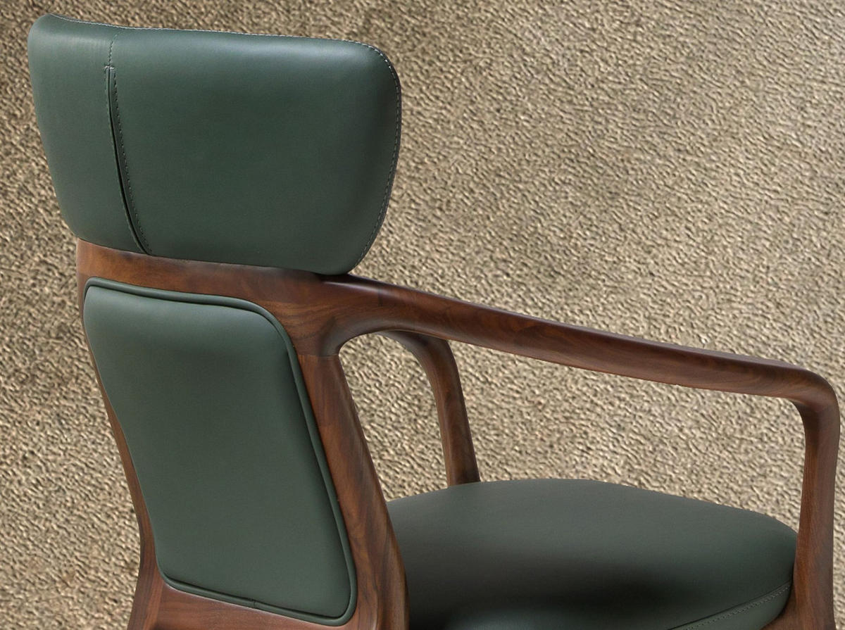 SESSEL Sessel aus dunkelgrünem Kunstleder 71/69/92cm - Dunkelgrün/Walnussfarben, Leder/Holz (71/92/69cm) - ANGEL CERDA