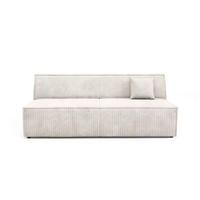 BETTSOFA TESSO Creme Kordstoff mit Schlaffunktion - Creme, Holz (202/74/94cm) - MASSENO