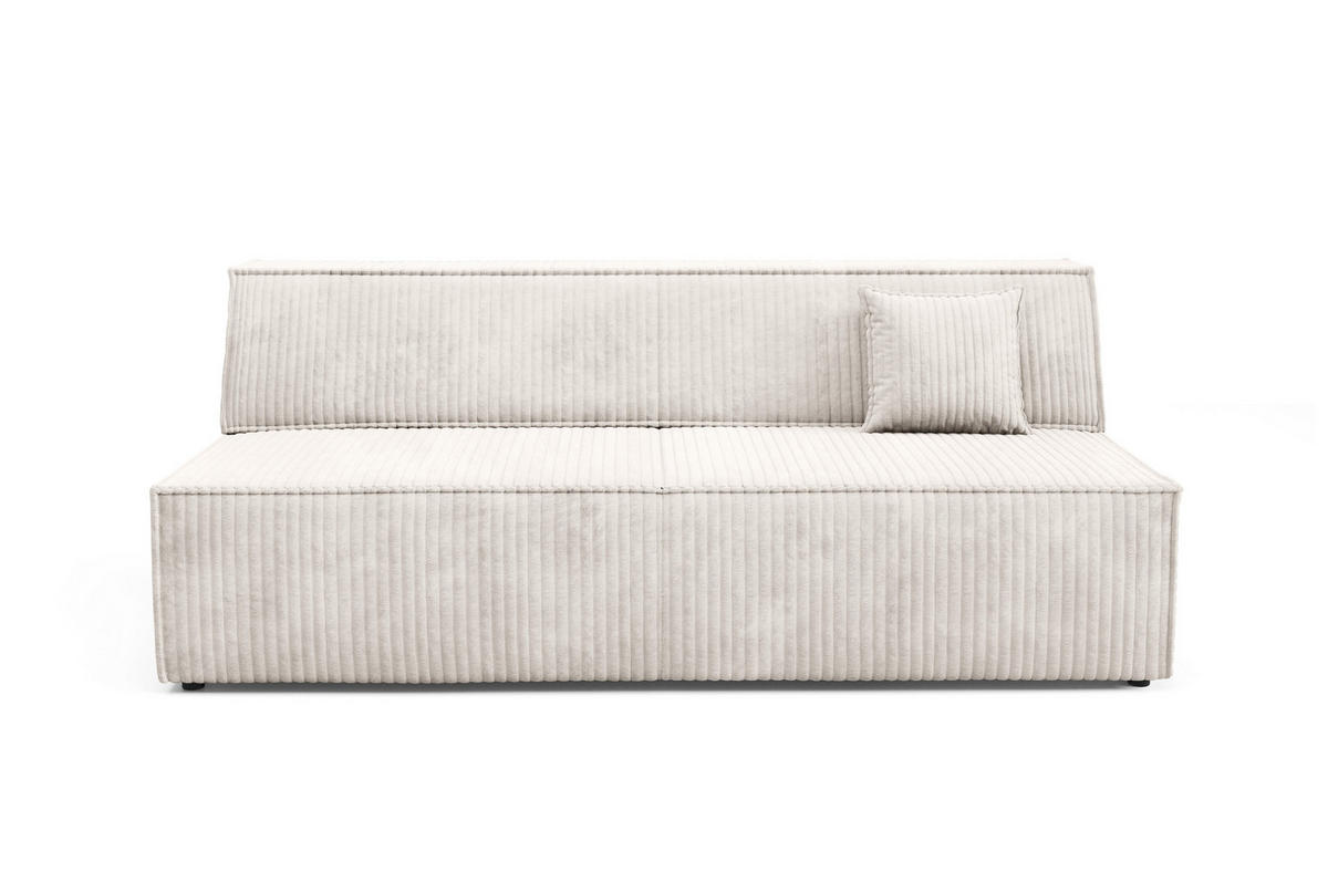 BETTSOFA TESSO Creme Kordstoff mit Schlaffunktion - Creme, Holz (202/74/94cm) - MASSENO