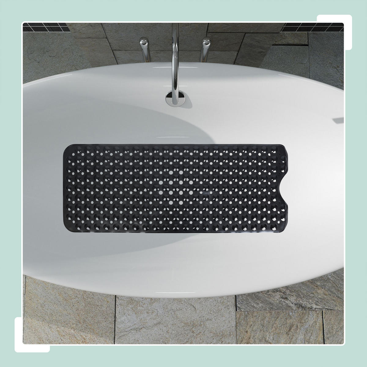 BADEWANNENMATTE - Schwarz, Kunststoff (97/39cm) - Relaxdays