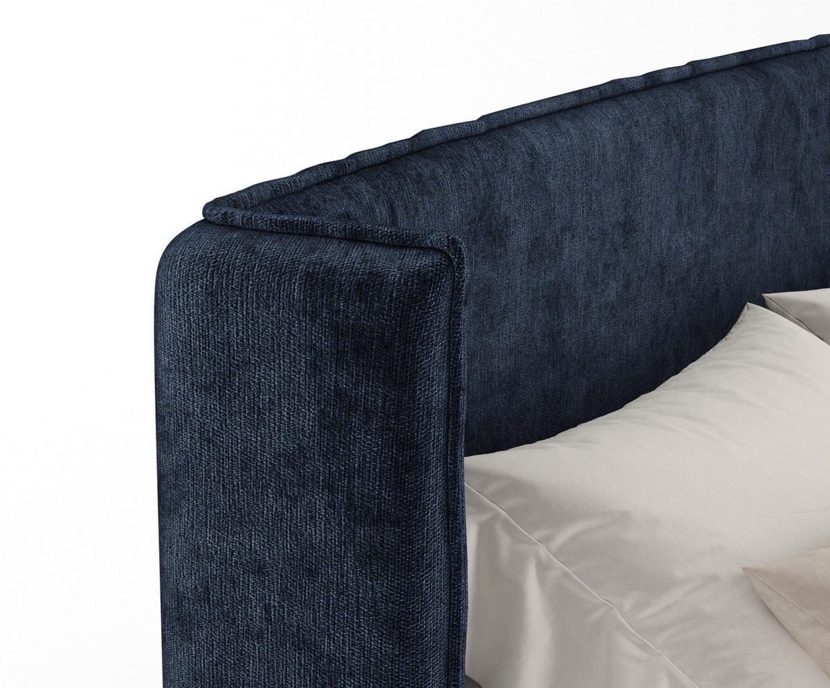 BOXSPRINGBETT Freeland Marineblau 140/200 cm mit Matratze und Topper - Schwarz/Dunkelblau, Holz/Holzwerkstoff (140/200cm) - Maison de Reve