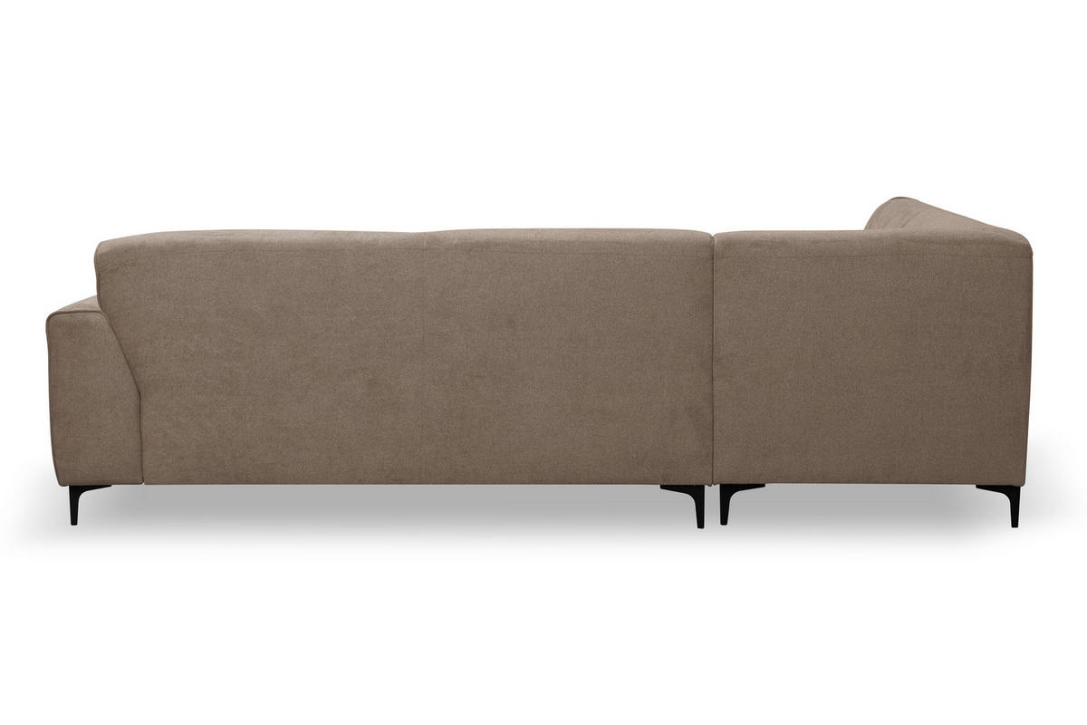 ECKSOFA Mula in L-Form, Coach Farbe: Braun, Velourstoff, Ottomane Links - Braun, Textil (210/274cm) - VENASI MÖBEL