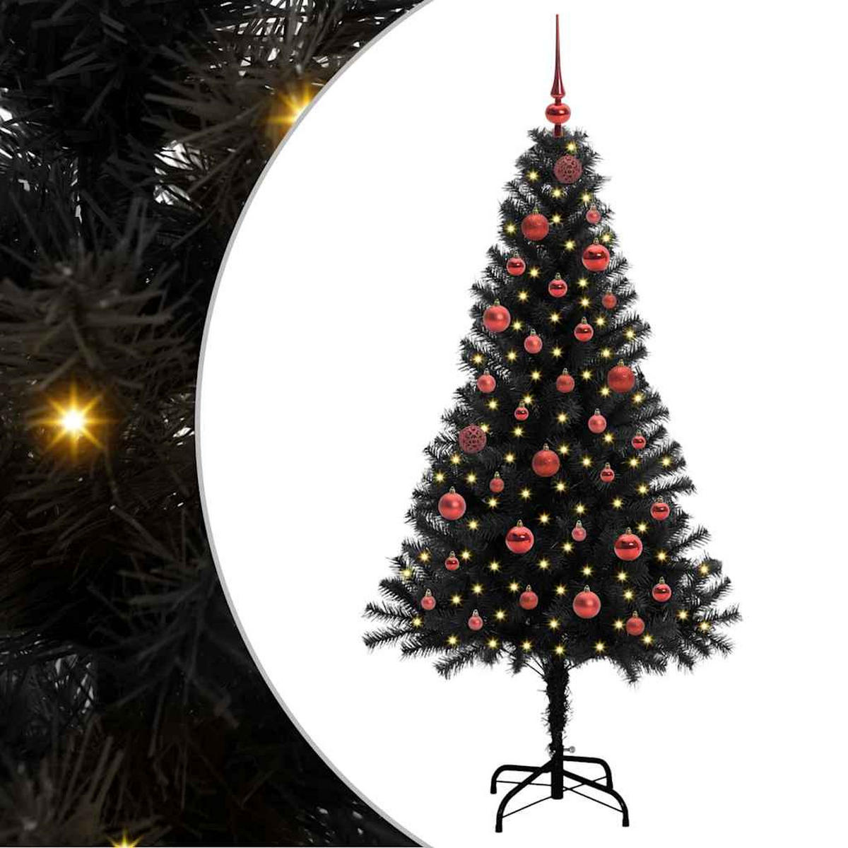 WEIHNACHTSBAUM 75/75/150 cm Schwarz PVC - Schwarz, Kunststoff (150cm) - vidaXL
