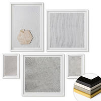 WANDBILDER 5er-Set - 50x50 cm & 20x30 cm & 40x60 cm Weißer Rahmen - Leichte Boho-Sandtexturen - Weiß, Kunststoff (40/60cm) - ArtPrintCave