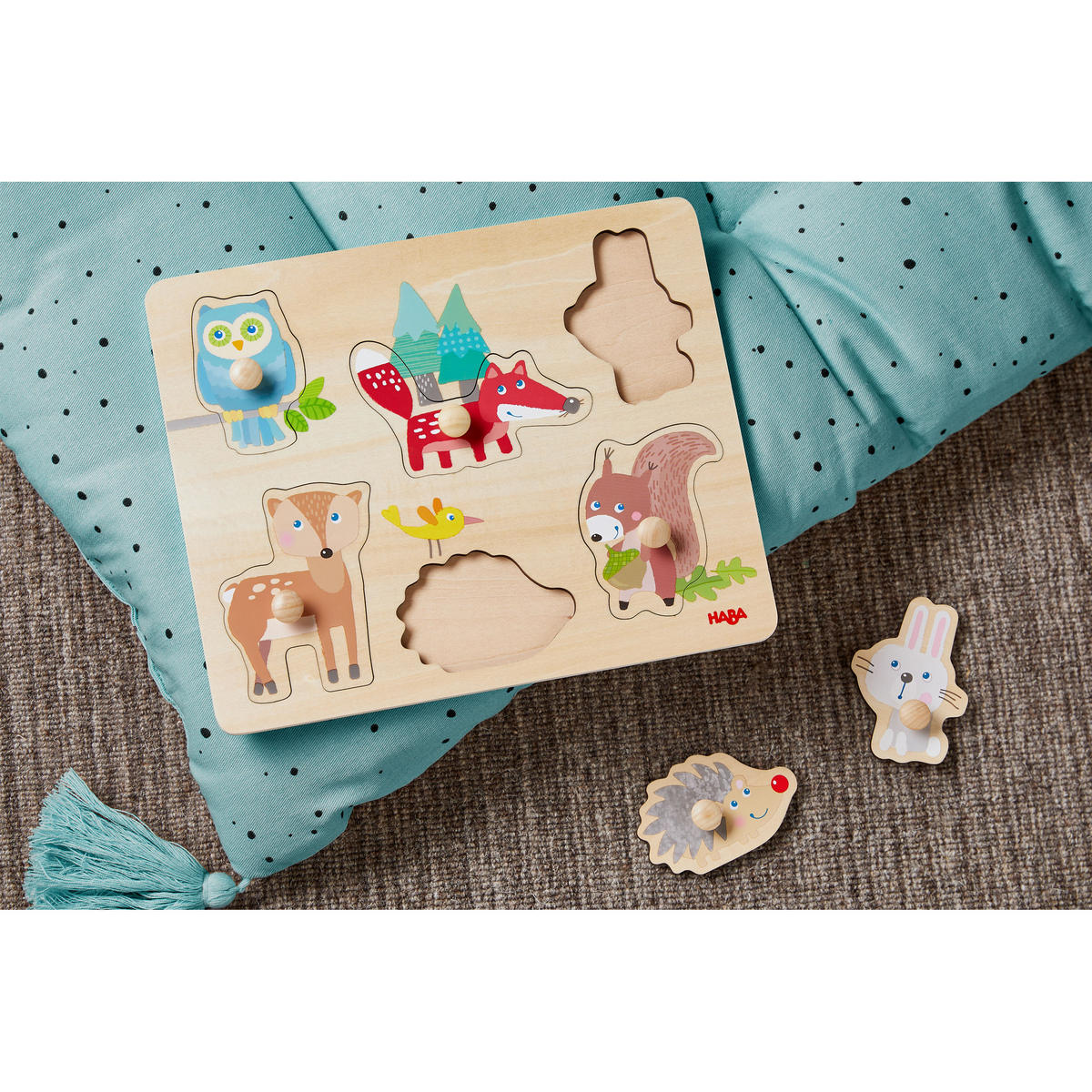 GREIFPUZZLE Waldtiere, ab 12 Monaten - Multicolor, Naturmaterialien (20.8/1.7/25.2cm) - Haba