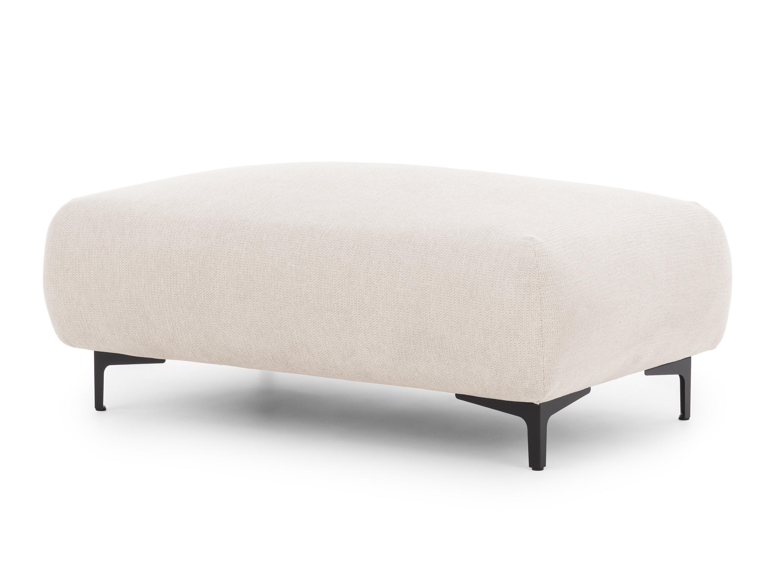 POLSTERHOCKER Cardea in Bubble-Optik aus weichem Creme Strukturstoff mit hohem Sitzkomfort - Creme/Schwarz, Holz/Textil (110/46/65cm) - S-Style Möbel