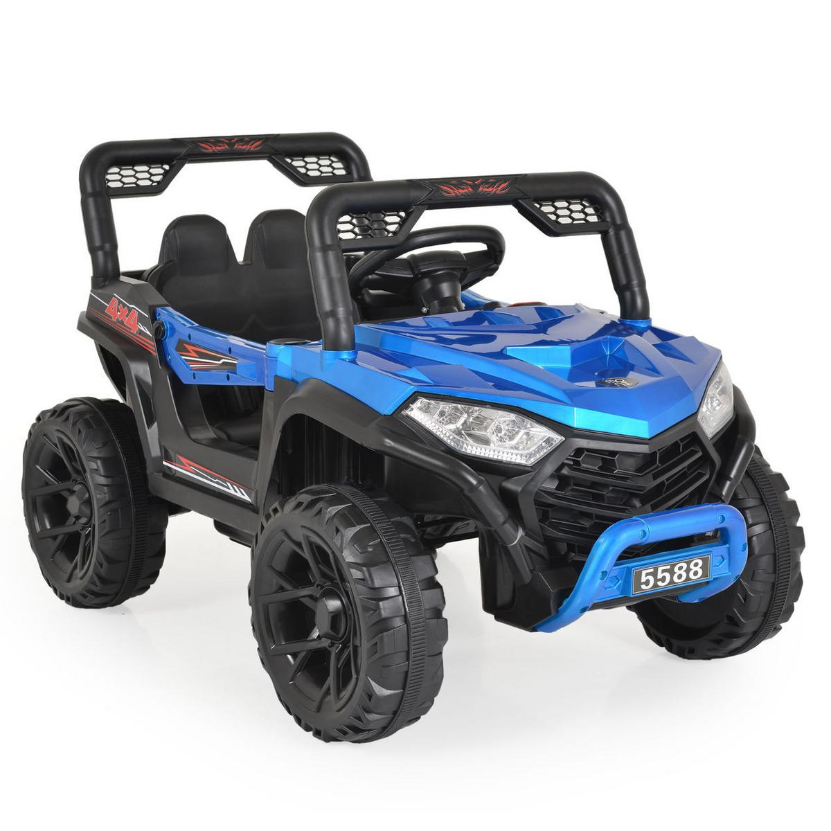 KINDERELEKTROAUTO Buggy Fast UTV blau 5588 metallic Fernbedienung MP3 USB Gurt - Blau, Kunststoff (102/61/64cm) - Moni