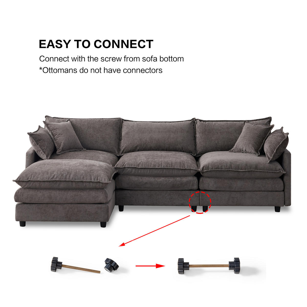 ECKSOFA 267/154/85 cm Grau mit Chaiselongue und Hocker - Grau, Textil (267/154cm) - Oxeza