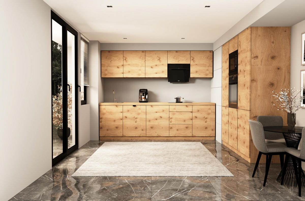 KÜCHENZEILE 300 cm - Langen KL17-M300 - in Artisan Eiche - Eiche Artisan, Holz (460/212/58cm)