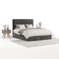 POLSTERBETT Vienna mit Stauraum 200/200 cm Stahl im Lotta Stoff - Schwarz/Graphitfarben, Holz/Holzwerkstoff (200/200cm) - AltaBeds