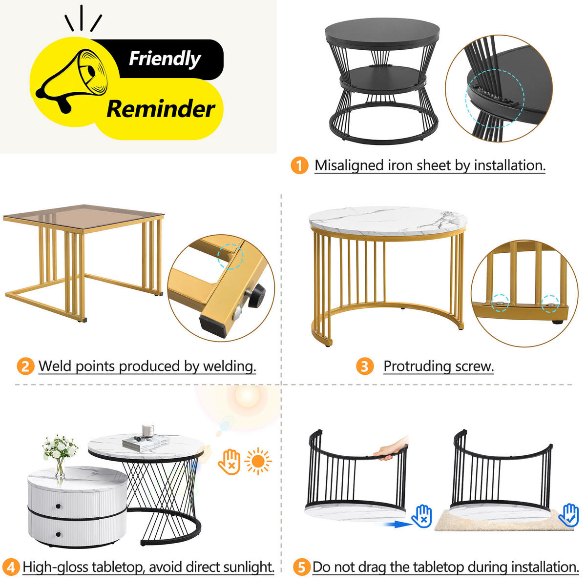 COUCHTISCH 60/60/45.5 + 50/50/32 cm weiß aus MDF mit Schubladen - Weiß, Holzwerkstoff (60/60/45.5cm) - OKMYHOME