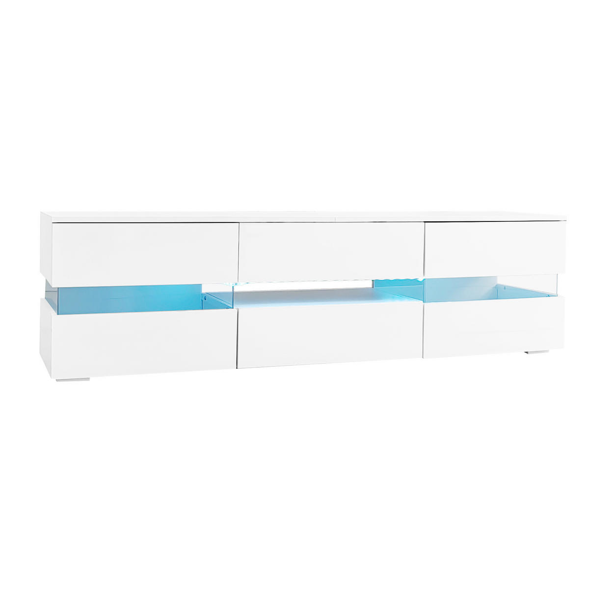 TV-SCHRANK 160/39/45 cm weiß Hochglanz mit LED-Beleuchtung 2 Türen und 1 Schublade - Weiß, Holzwerkstoff (160/45/39cm) - OKWISH