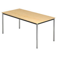 BESPRECHUNGSTISCH Serie-D 80/160/72 cm in Ahornfarben/Rundrohr verchromt - Chromfarben/Ahornfarben, Holzwerkstoff (80/160/72cm) - bümö