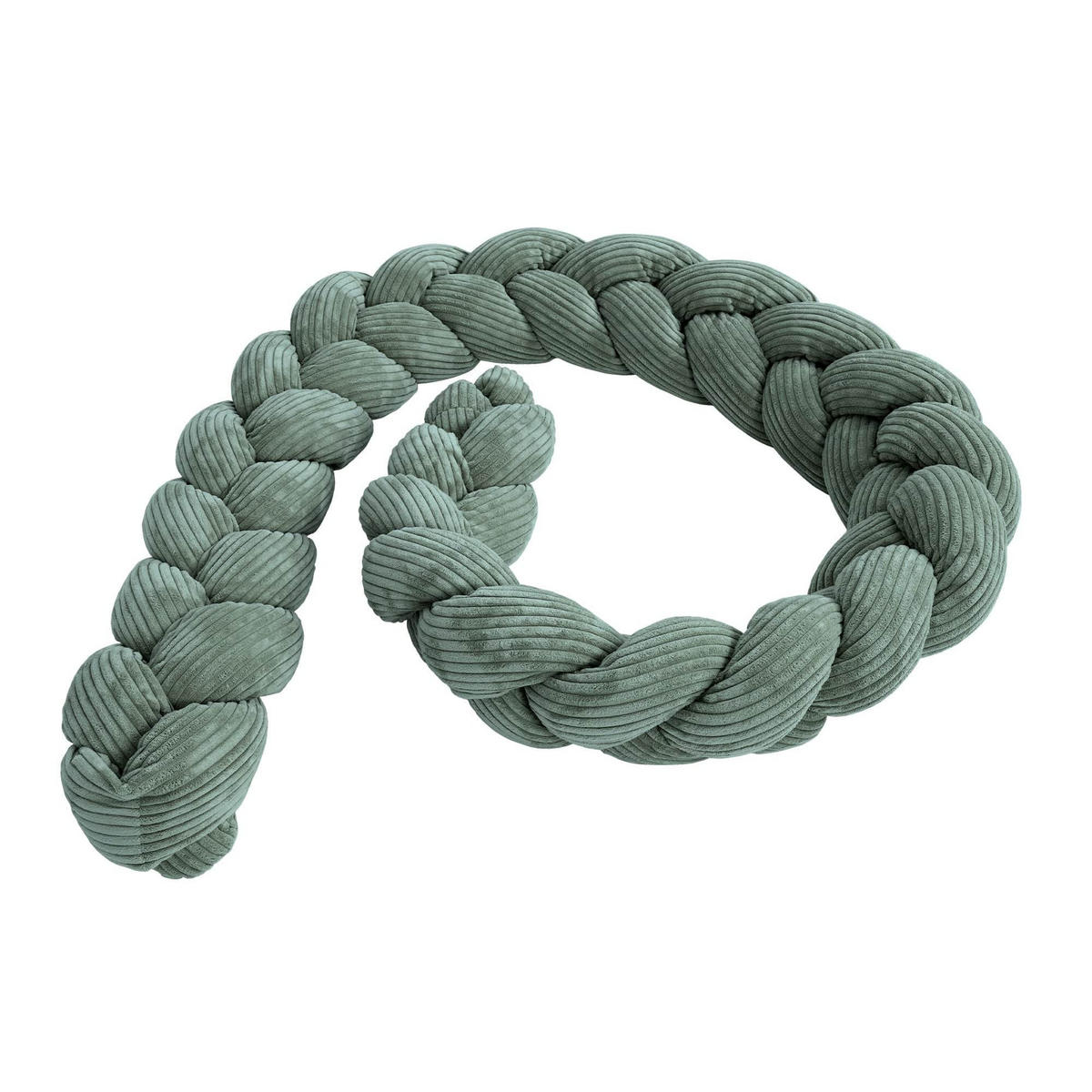 BETTUMRANDUNGSSCHUTZ geflochtene Bettschlange aus Cord, 150 cm, Olivgrün - Grün, Textil - MeowBaby
