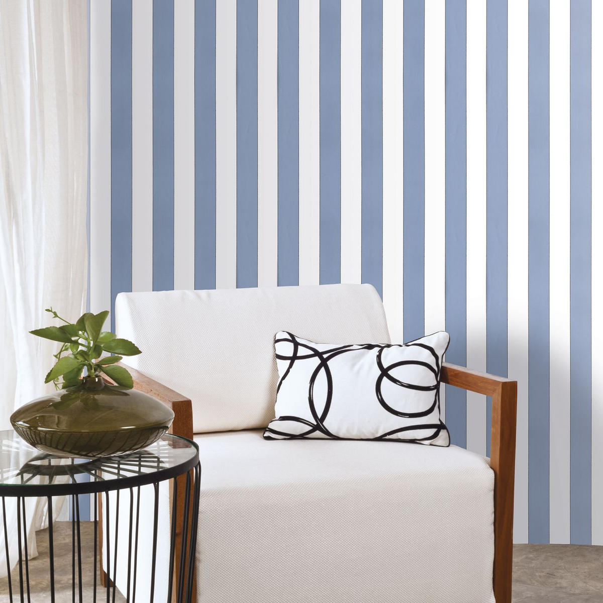 TAPETE Streifen 53 cm x 10.05 m - Blau, Papier (53/0.1cm) - Sanders & Sanders