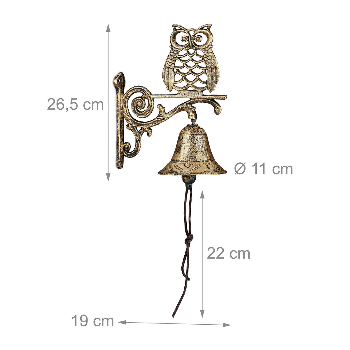 TÜRGLOCKE - Goldfarben, Textil/Metall (19/26.5/11cm) - Relaxdays