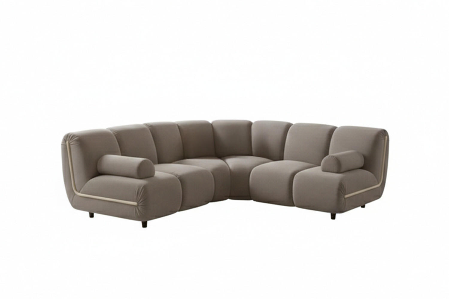 MODULSOFA LAYLA Taupe Velvet - Taupe/Schwarz, Buchenholz/Textil (213/213cm) - KAWOLA