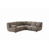 MODULSOFA LAYLA Taupe Velvet - Taupe/Schwarz, Buchenholz/Textil (213/213cm) - KAWOLA