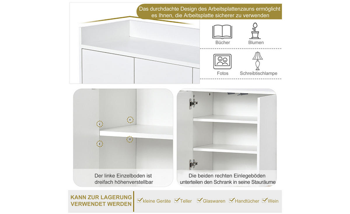 SIDEBOARD Weiß 120/30/80 cm - Weiß, Holzwerkstoff/Metall (30/80/120cm) - Urban Meuble